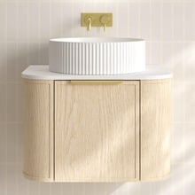Ulualoha 600mm Natural Oak Wall Hung Single Vanity with Stone Countertop